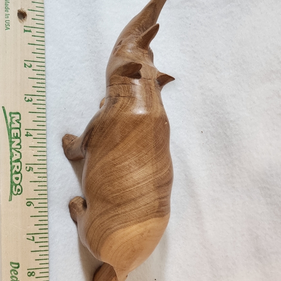 Hand Carved Rinoceros Teak Wood - Picture 6 of 12